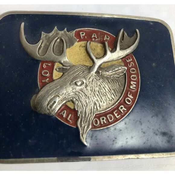 Loyal Order of Moose PAP Belt Buckle Cast Metal Epoxy Front 2013 Never Used - Picture 2 of 5